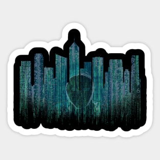 Hacker City Skyline Sticker